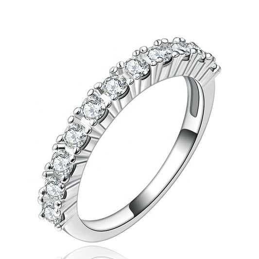 Unisex Zircon Eternity Band Ring – Rhodium/Gold/Rose Gold Plated Fashion Jewelry