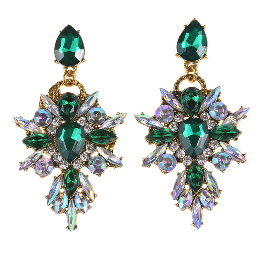 LUBOV Luxury Starburst Pendant 7 Color Gem Crystal Drop Earrings Big Flower Statement Earrings Brand Jewelry Brincos Hot Sale