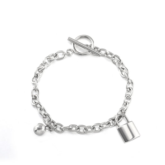 Craft Wolf Stainless Steel Lock Pendant Necklace