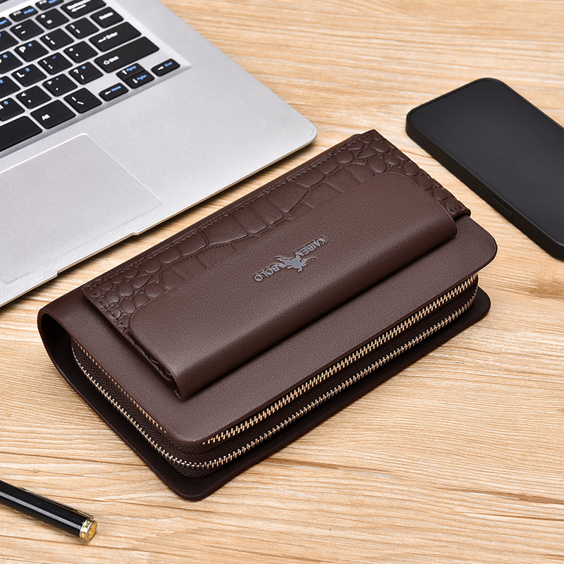 Wallet Business Casual Double Zipper Clutch Bag Large Capacity Multi Card Slots Bag