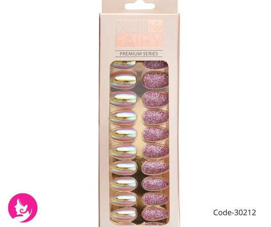 Glitter & Monochrome Jelly Glue Fake Nails – 24 Pcs Set!