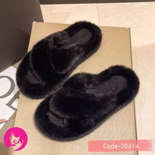 Cozy Plush Home Slippers – Warm Toe Style (Black / Off White / White)