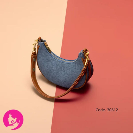 Rose & Denim Blue Canvas Shoulder Bag β Chic Daily Zipper Bag