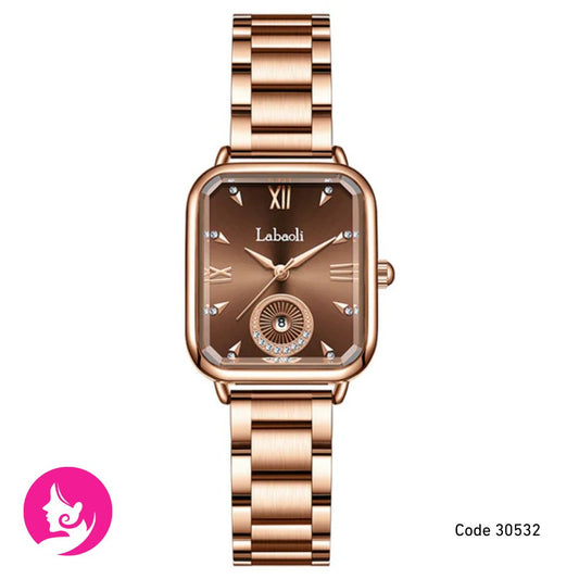 LABAOLI Luxury Women’s Rose Gold Watch – Elegant Stainless Steel White Dial Timepiece