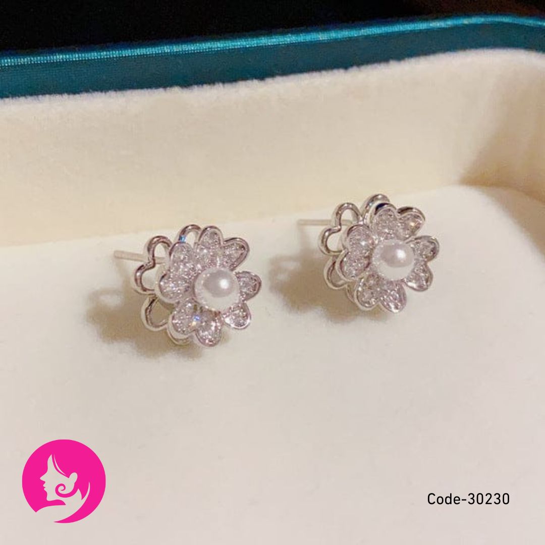 Gold & Silver Rotating Flower Earrings - Elegant Korean Design