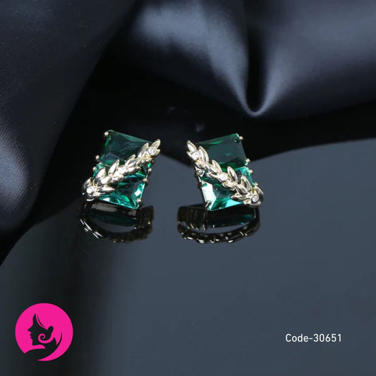 Ortina Light Luxury Zircon Earrings – Geometric Yellow/Green Sparkle Studs for Women