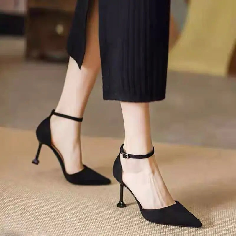 Women’s Black 8cm Pointed Toe Heels – Professional PU Pumps, Imported from China