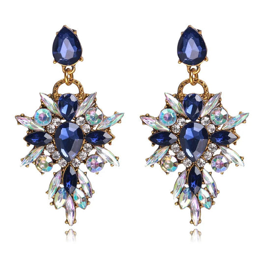 LUBOV Luxury Starburst Pendant 7 Color Gem Crystal Drop Earrings Big Flower Statement Earrings Brand Jewelry Brincos Hot Sale