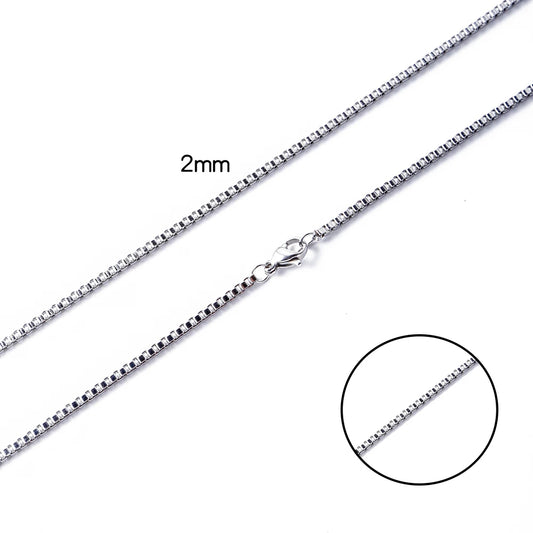 Unisex Stainless Steel Box Chain Necklace – Trendy & Durable