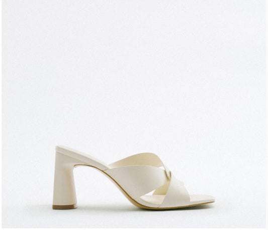 Bright White 8cm Block Heels – Modern Every Outfit
