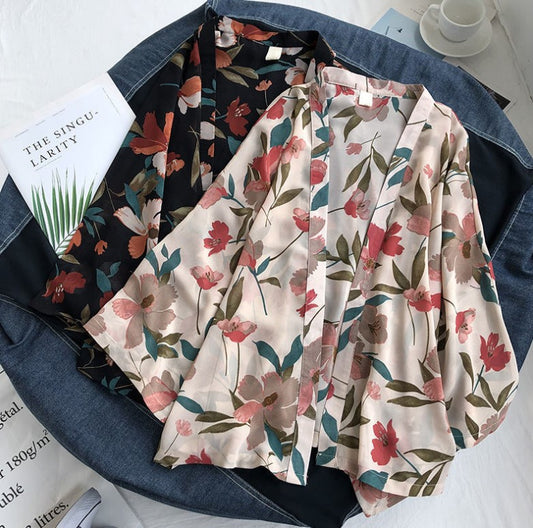 Women’s Floral Print Summer Blouse – Short Sleeve Korean Style Button Shirt