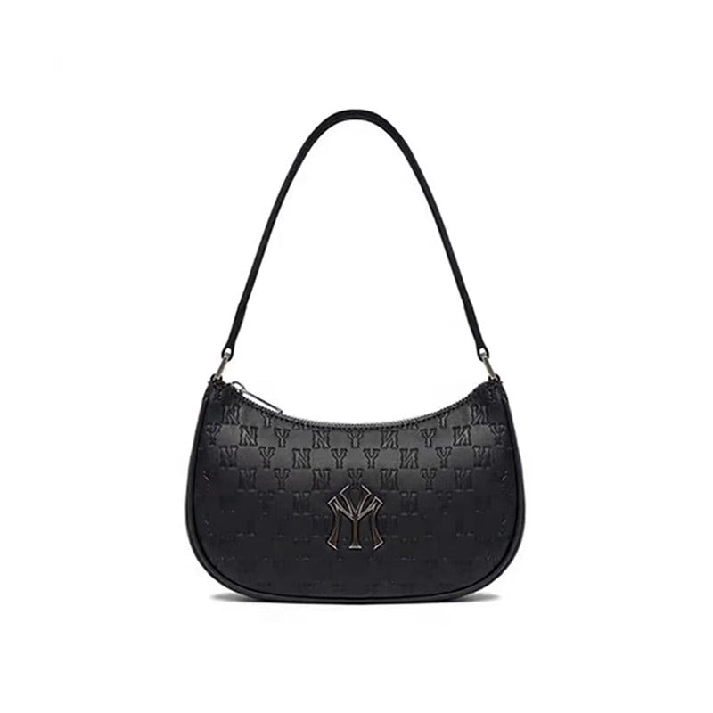 Mini Black Letter PU Crossbody Bag – Vertical Soft Zipper Phone Purse