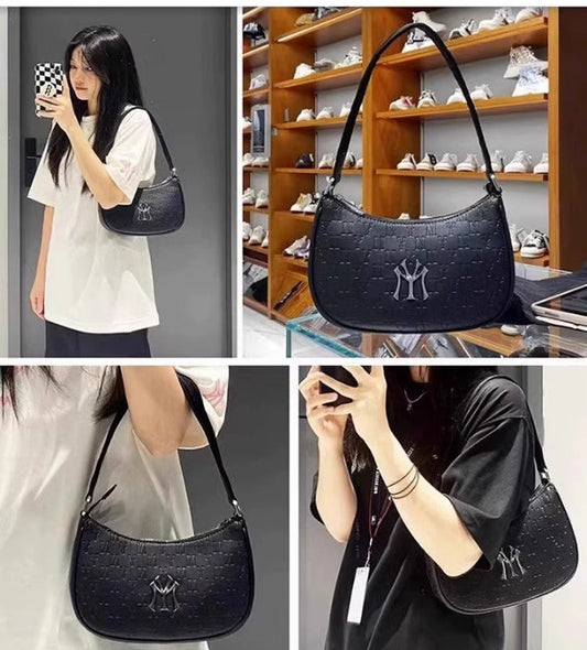 Mini Black Letter PU Crossbody Bag – Vertical Soft Zipper Phone Purse