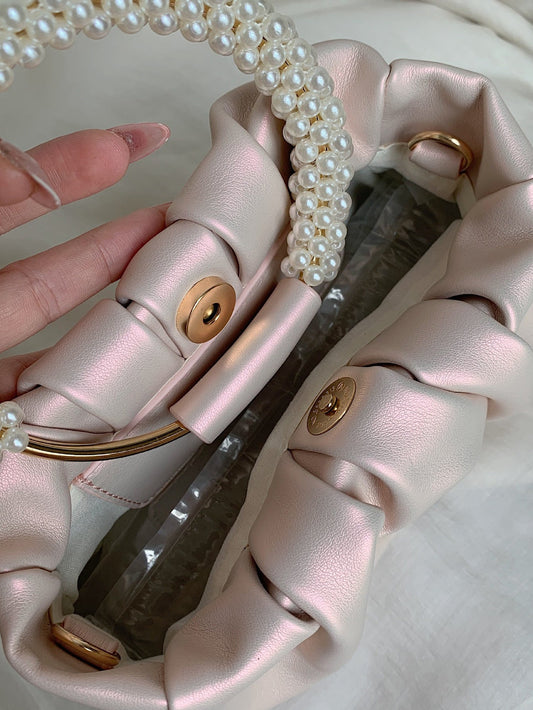 Beaded Cloud PU Handbag for Women – Soft Dumpling Bag