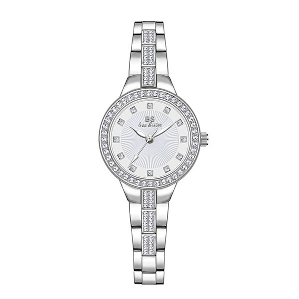 BS Bee Sister Women’s Rhinestone Quartz Watch – Gold/Silver, 30M Waterproof