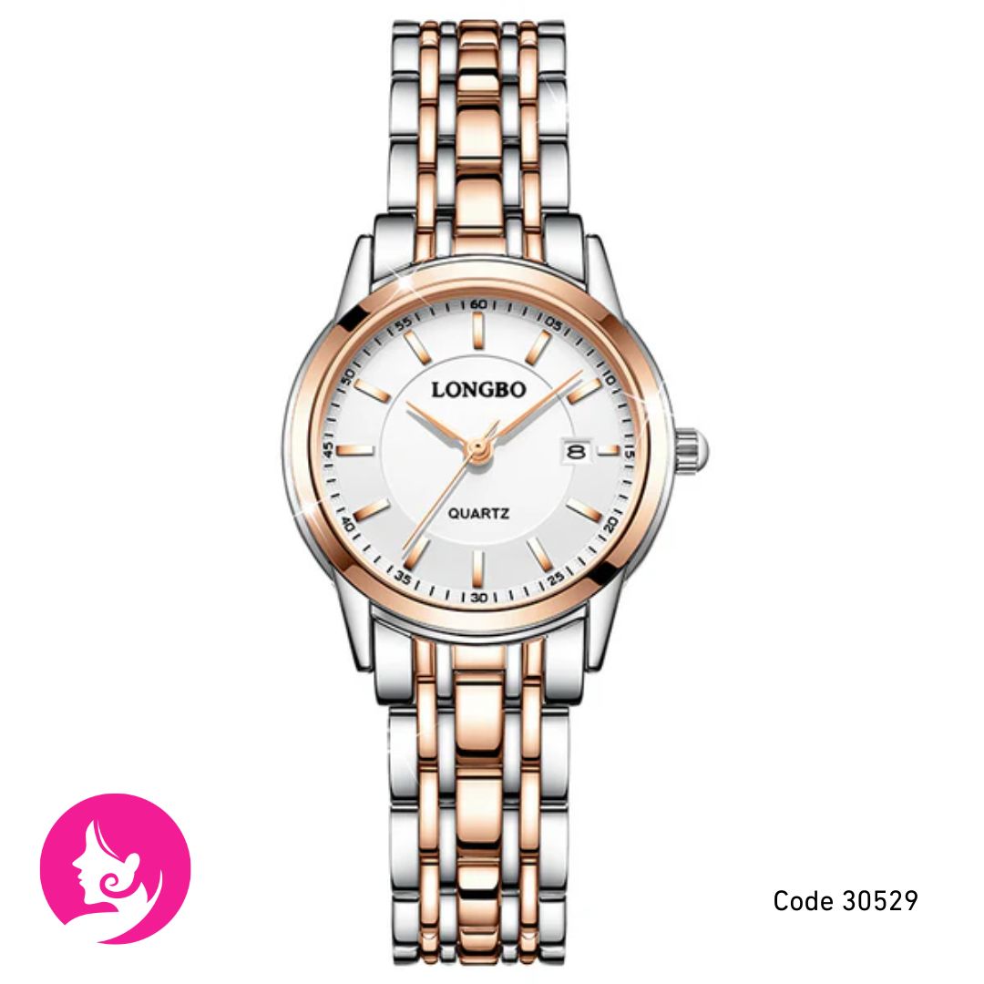 LONGBO Silver-Blue & Rose Gold Waterproof Watch – Chic & Reliable