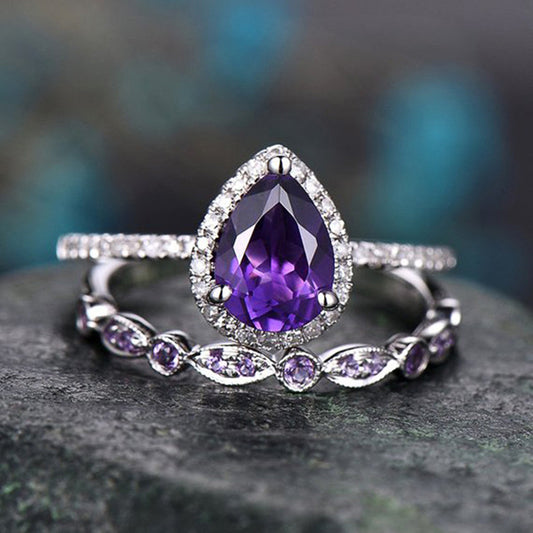 Silver Plated Water Drop Zircon Ring – Elegant Women’s Jewelry