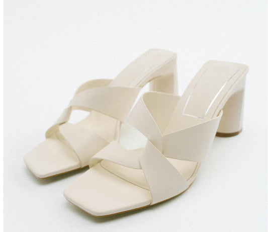 Bright White 8cm Block Heels – Modern Every Outfit