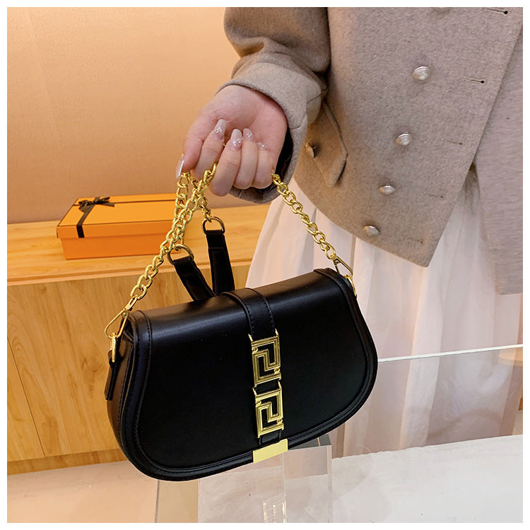 Stylish Double Chain Shoulder Bag – PU Leather, Mid-Size & Modern Design