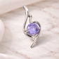 Elegant Purple Crystal Pendant – Timeless Silver Finish Necklace Charm