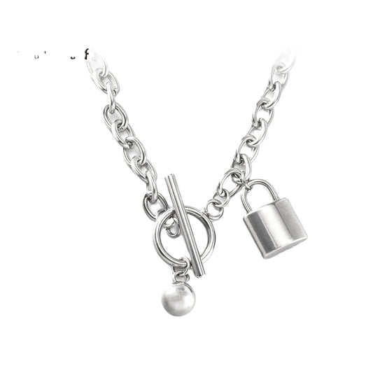 Craft Wolf Stainless Steel Lock Pendant Necklace