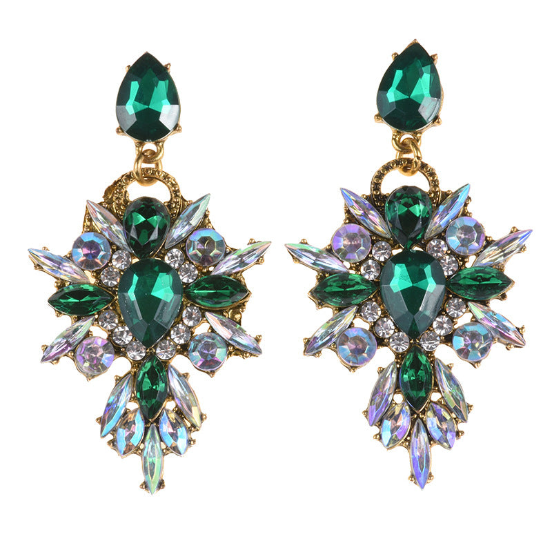 LUBOV Luxury Starburst Pendant 7 Color Gem Crystal Drop Earrings Big Flower Statement Earrings Brand Jewelry Brincos Hot Sale