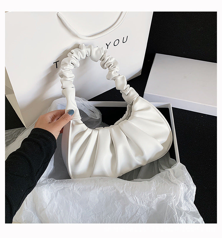Pleated Cloud Dumpling Handbag – Magnetic Closure