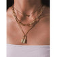Gold Plated Layered Lock Pendant Necklace for Women