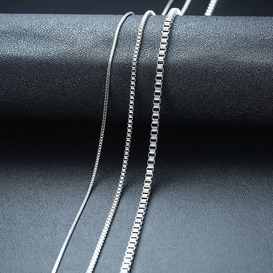 Unisex Stainless Steel Box Chain Necklace – Trendy & Durable
