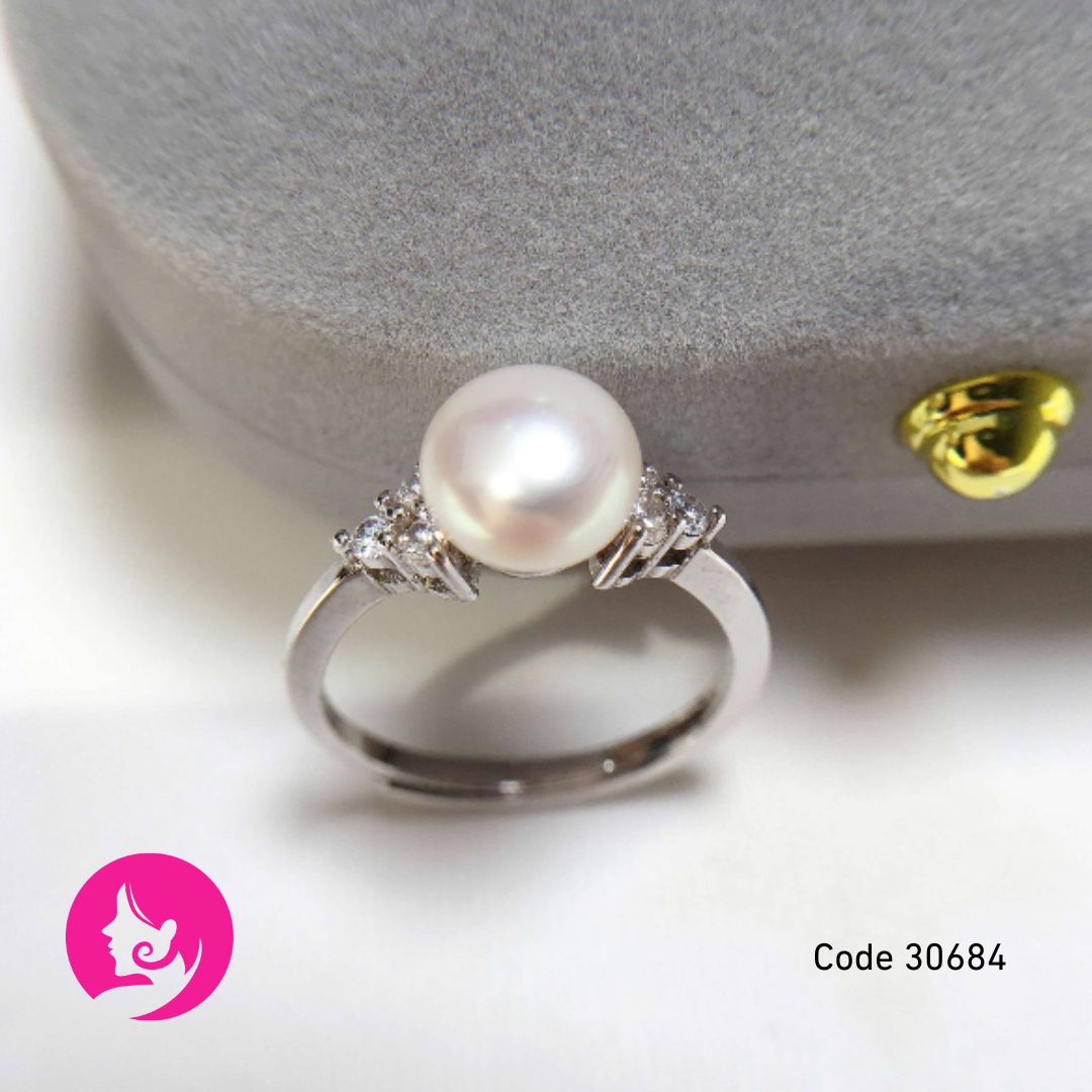 SHDIYAYUN Adjustable Pearl Ring – 8–9mm White Pearl Open Copper Band (Gold/Silver)