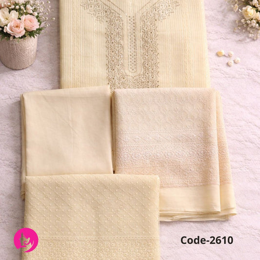 Unveil Comfort and Style with the Unstitched Exclusive High Quality Three Piece Ensemble - A Fashionable and Comfortable Dress Collection for Women