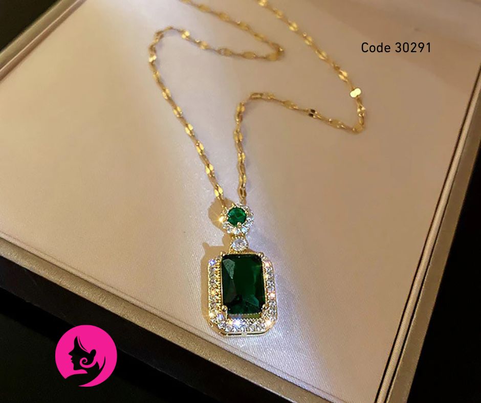 Stunning Zirconium Golden Emerald Pendant by Baoyu Jewelry