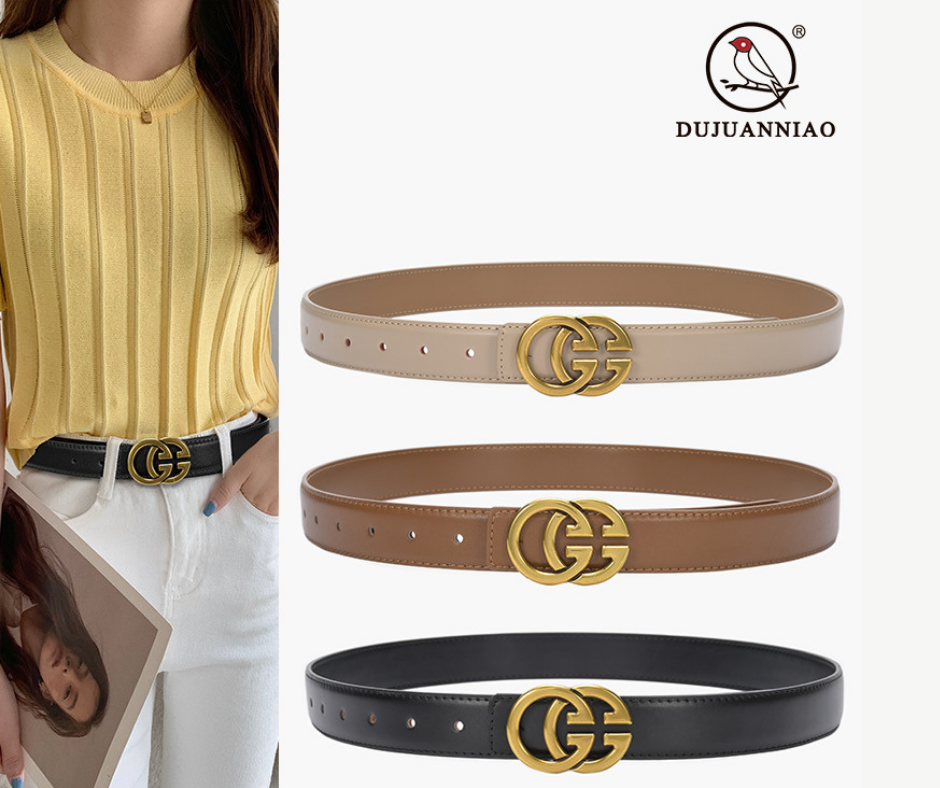 Classic GG Genuine Leather Women's Belt Versatile Decorative Jeans Belt New Style Cowhide Design for Internet Celebrity