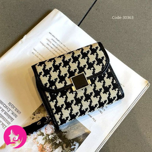 New Design Fashion Multi Card Position Small Female Houndstooth Money Bag