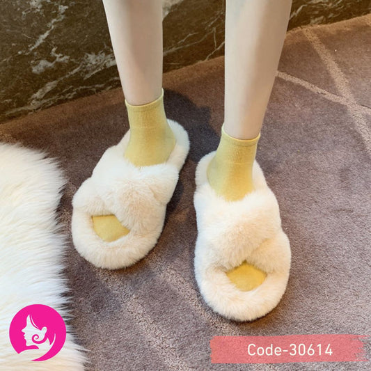 Cozy Plush Home Slippers – Warm Toe Style (Black / Off White / White)