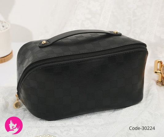 Waterproof Rivet Makeup Bag – Stylish PU Storage in Black, Coffee & Pink