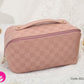 Waterproof Rivet Makeup Bag – Stylish PU Storage in Black, Coffee & Pink