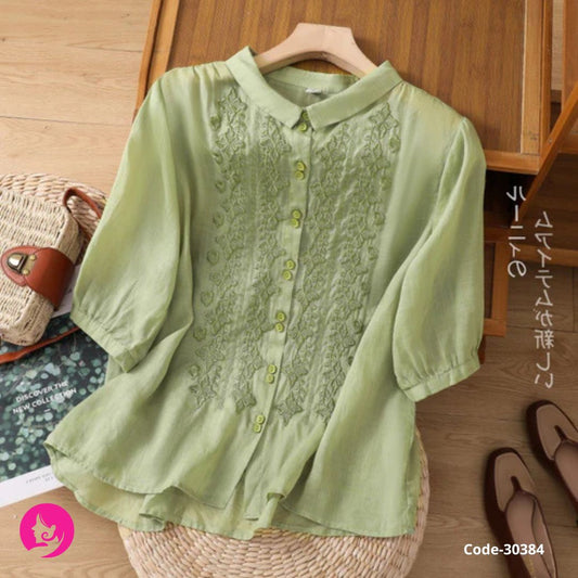 Women’s Embroidered Summer Blouse – Casual Versatile Fashion Shirt