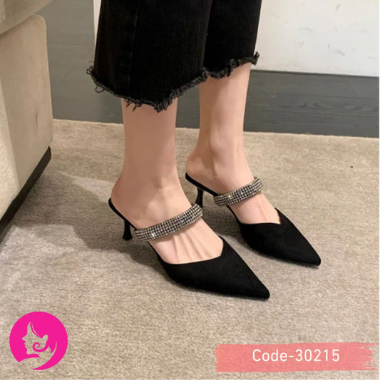 Elegant French Style Zircon Stone Heels - Perfect Summer Glam!