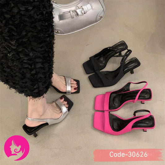 Chic Zara-Style Mid-Heel Sandals - Square Toe, Summer 2024 Collection