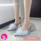 Korean Glass with Hairy Sandals Female Custom Durable With Heels