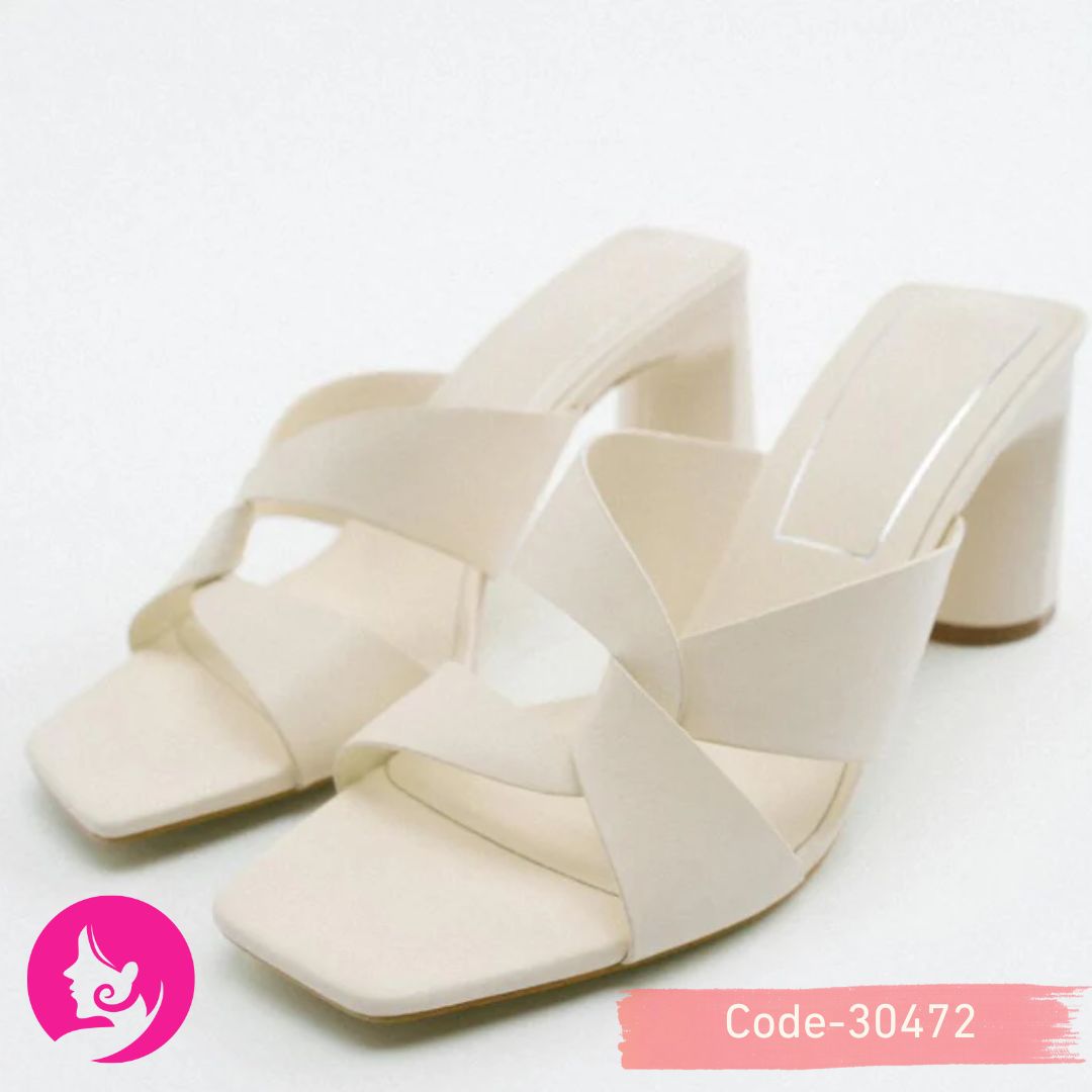 Bright White 8cm Block Heels – Modern Every Outfit