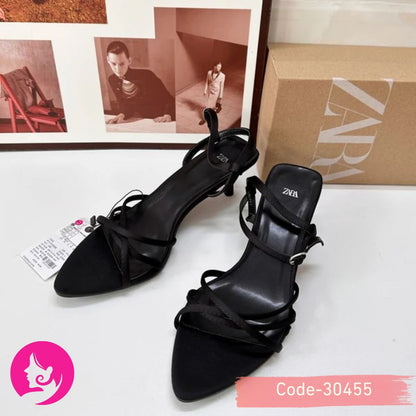 Luxury Summer New Pointy  Line Elegant Silk Lady Dress Heeled Sandals