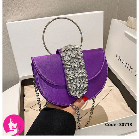 Women’s Diamond Chain Shell Bag – Small PU Shoulder Purse