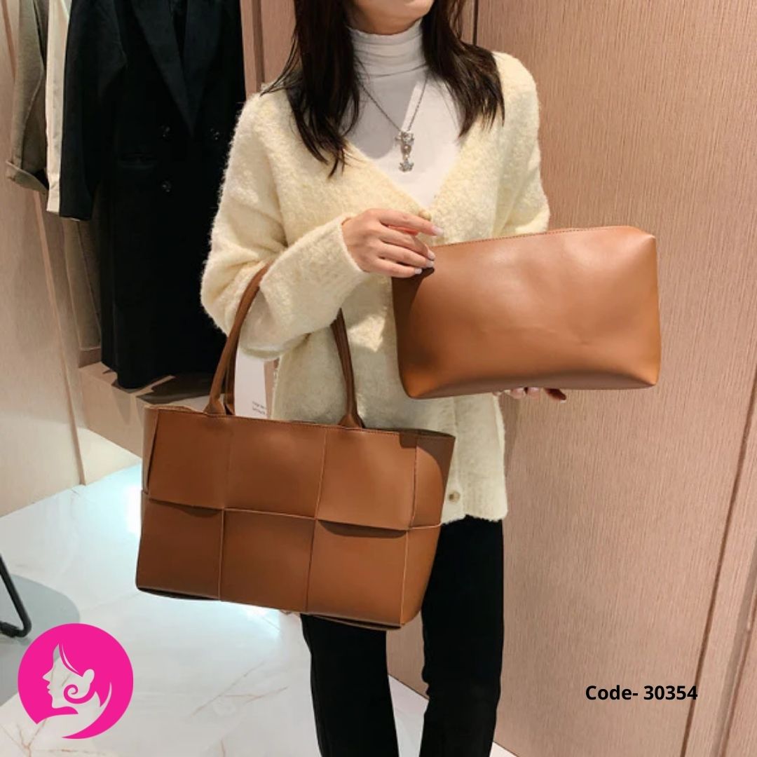 PHJANE Large Soft PU Shoulder Bag – Sewing-Line PU Toter