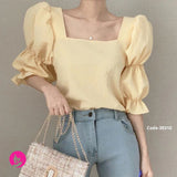 Square Neck Summer Chiffon Top