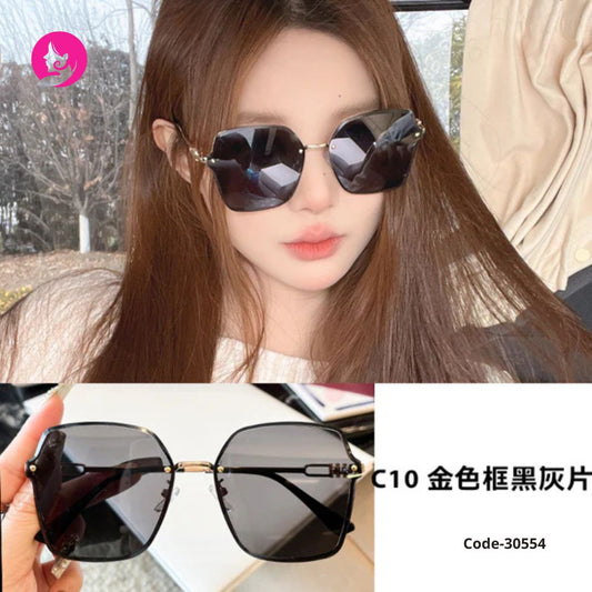 Polygonal UV400 Retro Sunglasses – Metal Frame Stylish Shades for Women