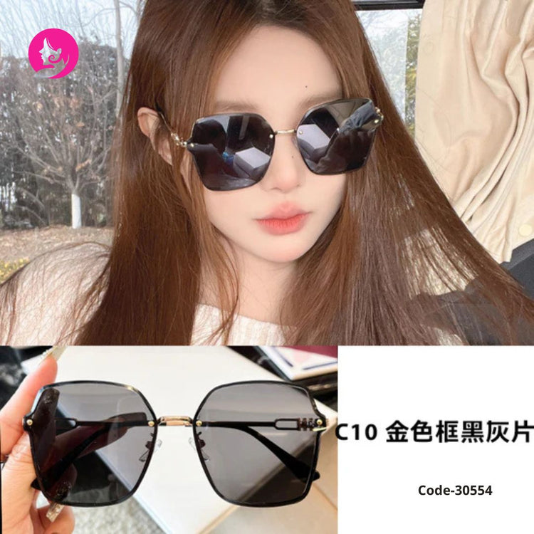 Polygonal UV400 Retro Sunglasses – Metal Frame Stylish Shades for Women