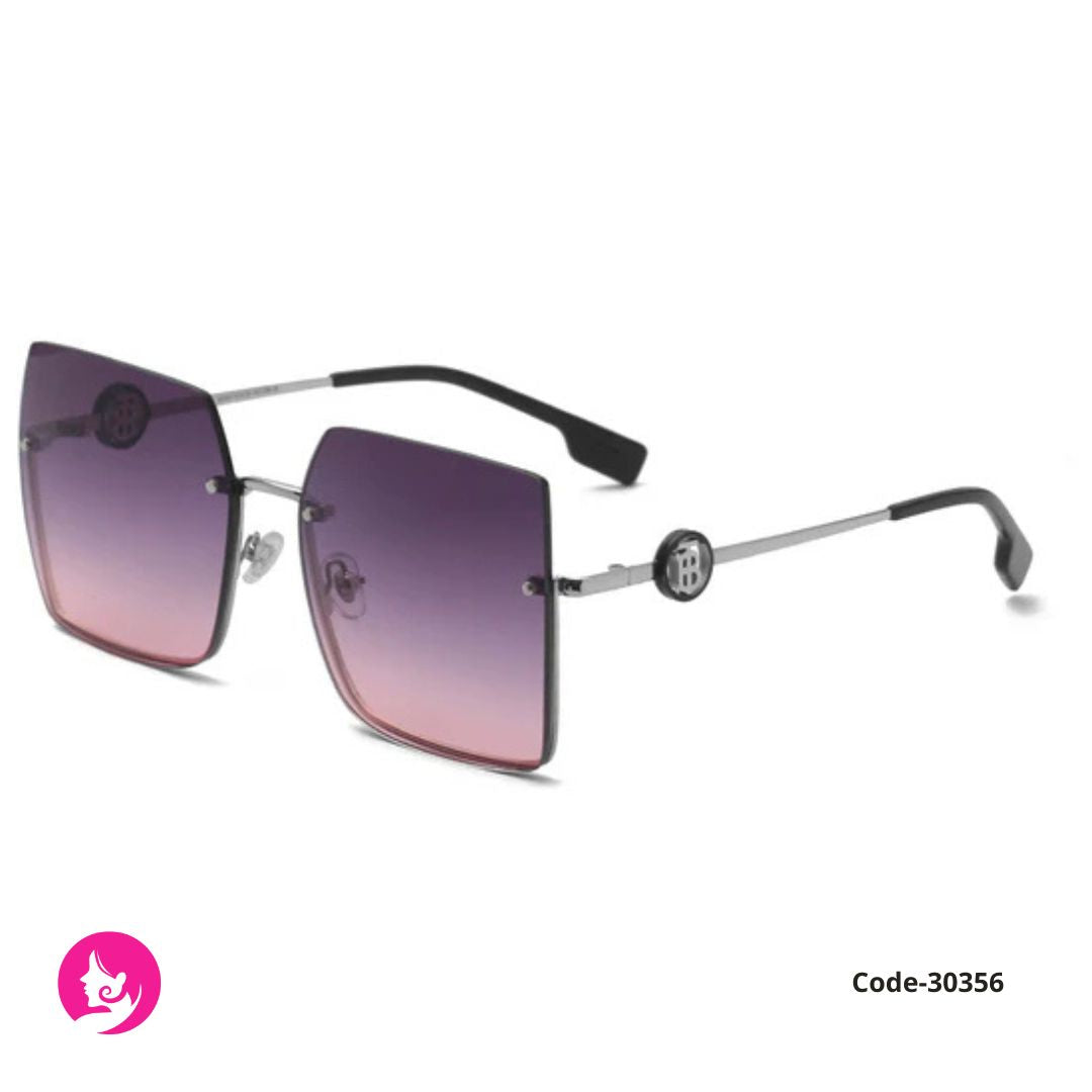 GENTLE FAWN Silver Frameless Square Sunglasses – UV400 Gradient Purple Lens