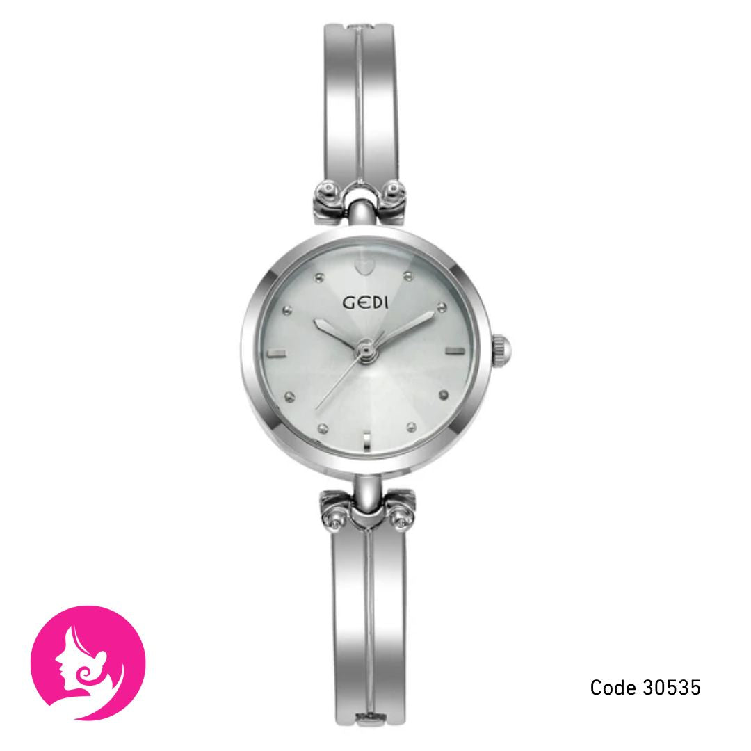 Ge Di Silver Belt Women’s Quartz Watch – 26mm White Dial, 30M Waterproof